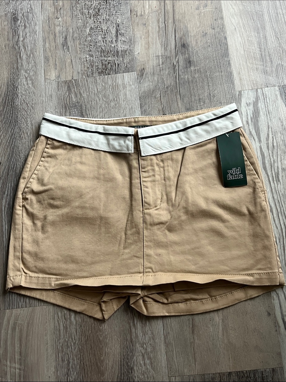 wild fable Tan Skort/Shorts with fold over White Waistband